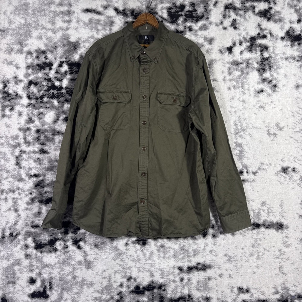 Banana Republic Shirt Mens Large Green Army Linen Expedition Y2k Paratrooper